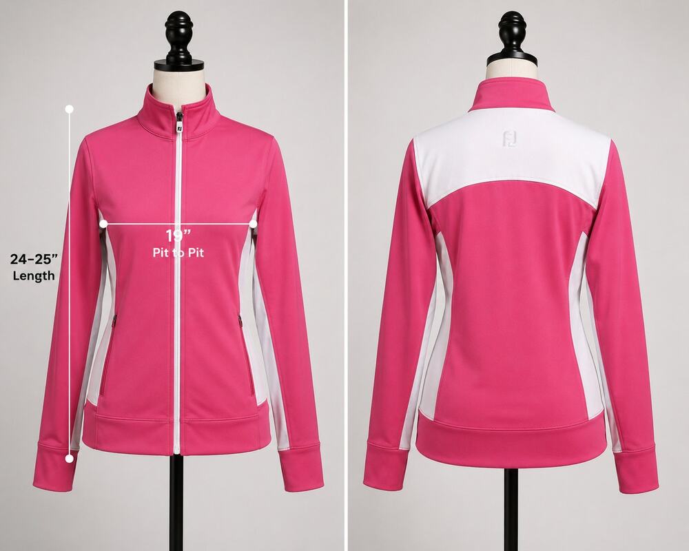 FootJoy Women’s M Pink White Full Zip Golf Jacket Performance Athletic FJ